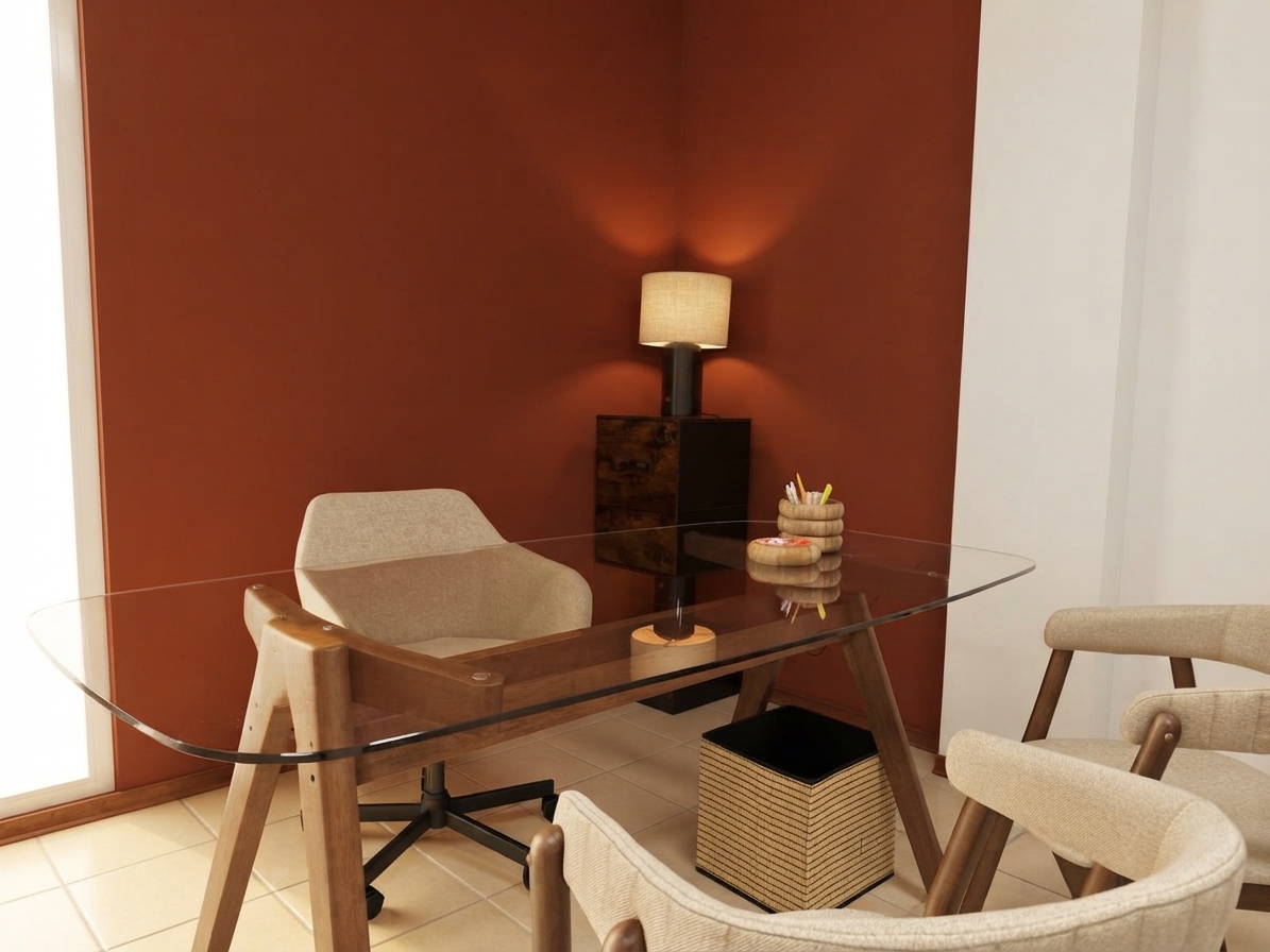 Interno accogliente dello studio con poltrona, divano e finestre luminose